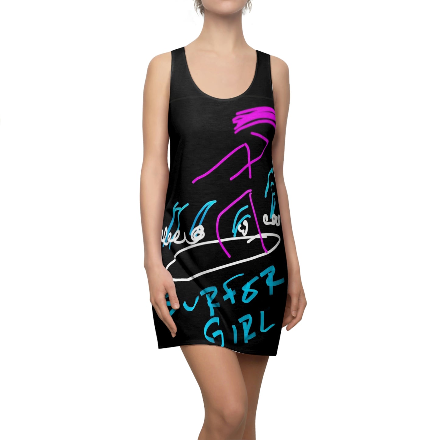 Surfer Girl- Women's Cut & Sew Racerback Dress- Black