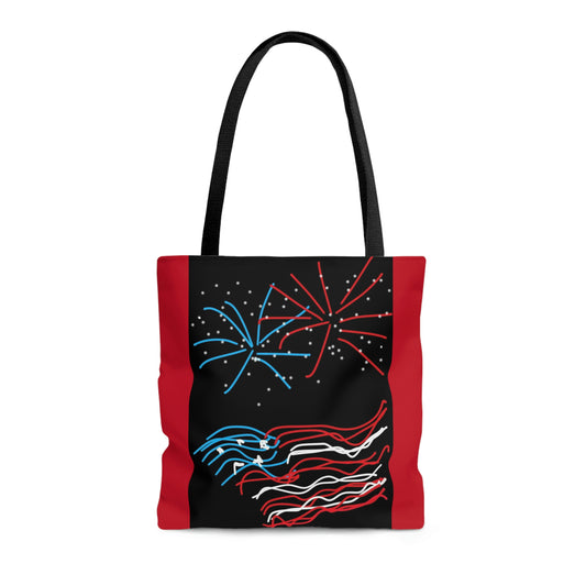 July 4th- Fireworks- Tote Bag (AOP)- Black and Red