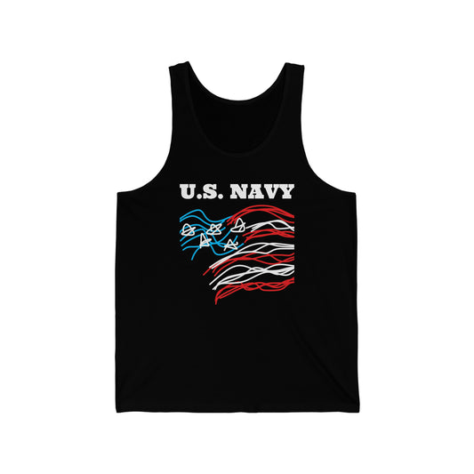 Military- Old Glory/Navy- Men's/Unisex Jersey Tank