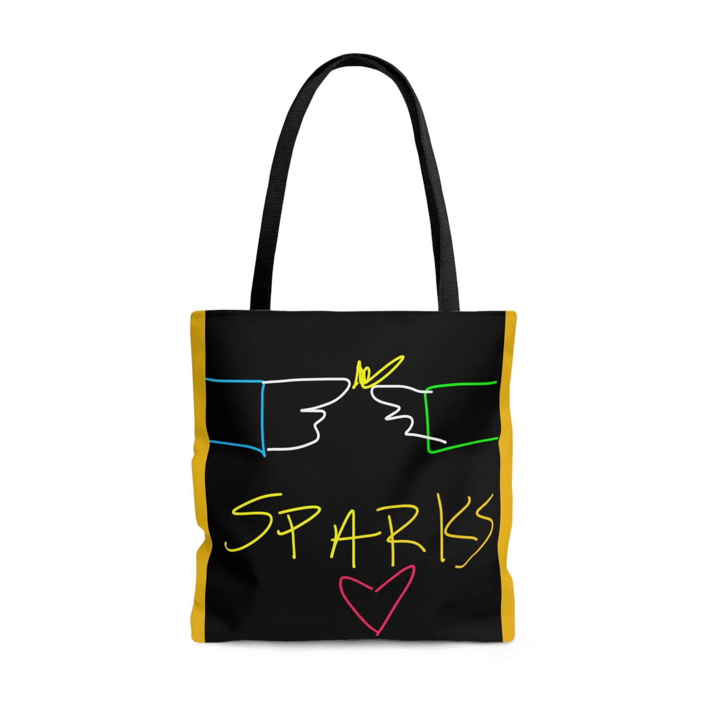 SPARKS- AOP Tote Bag- Black & Yellow