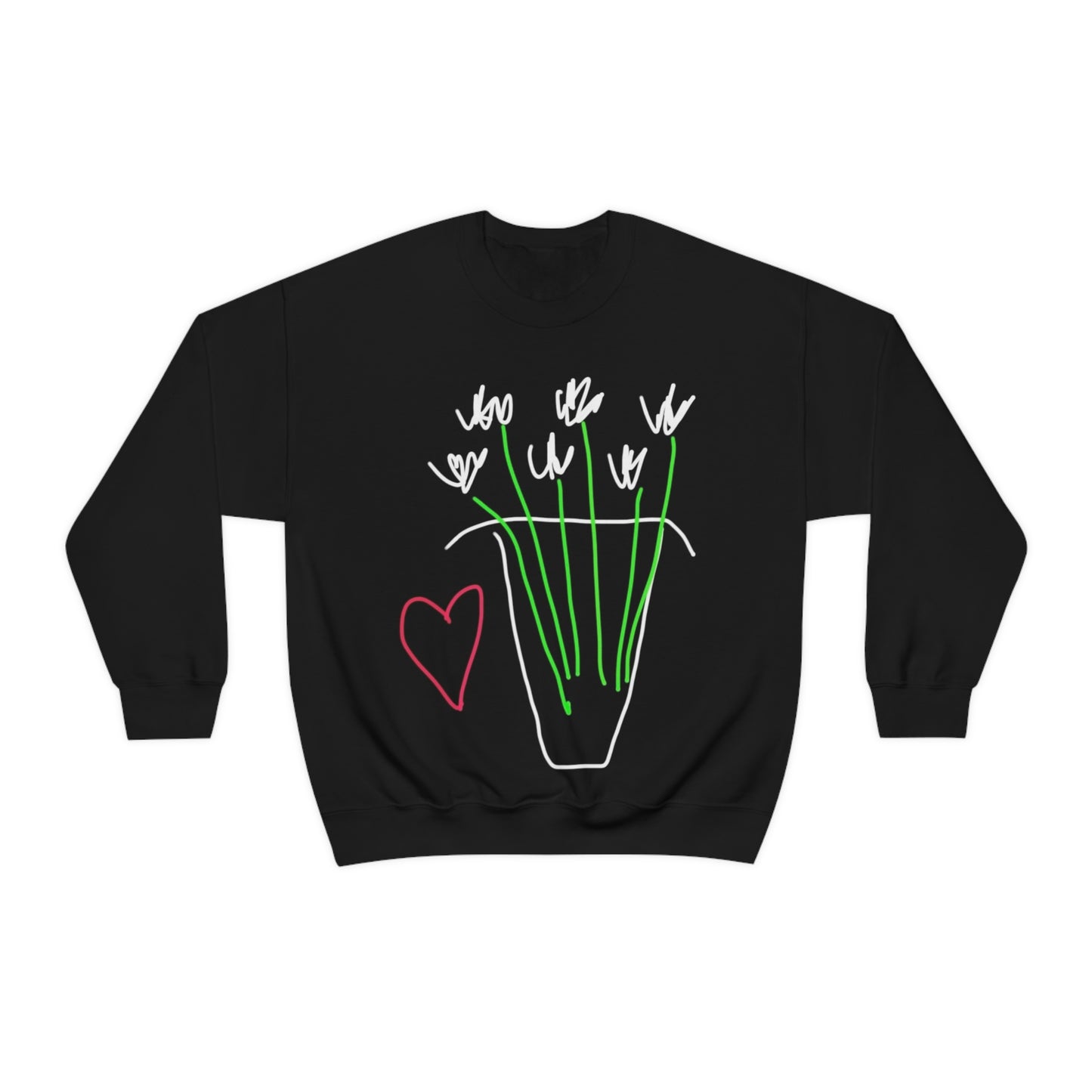 Vase, White Flowers- Unisex Heavy Blend™ Crewneck Sweatshirt