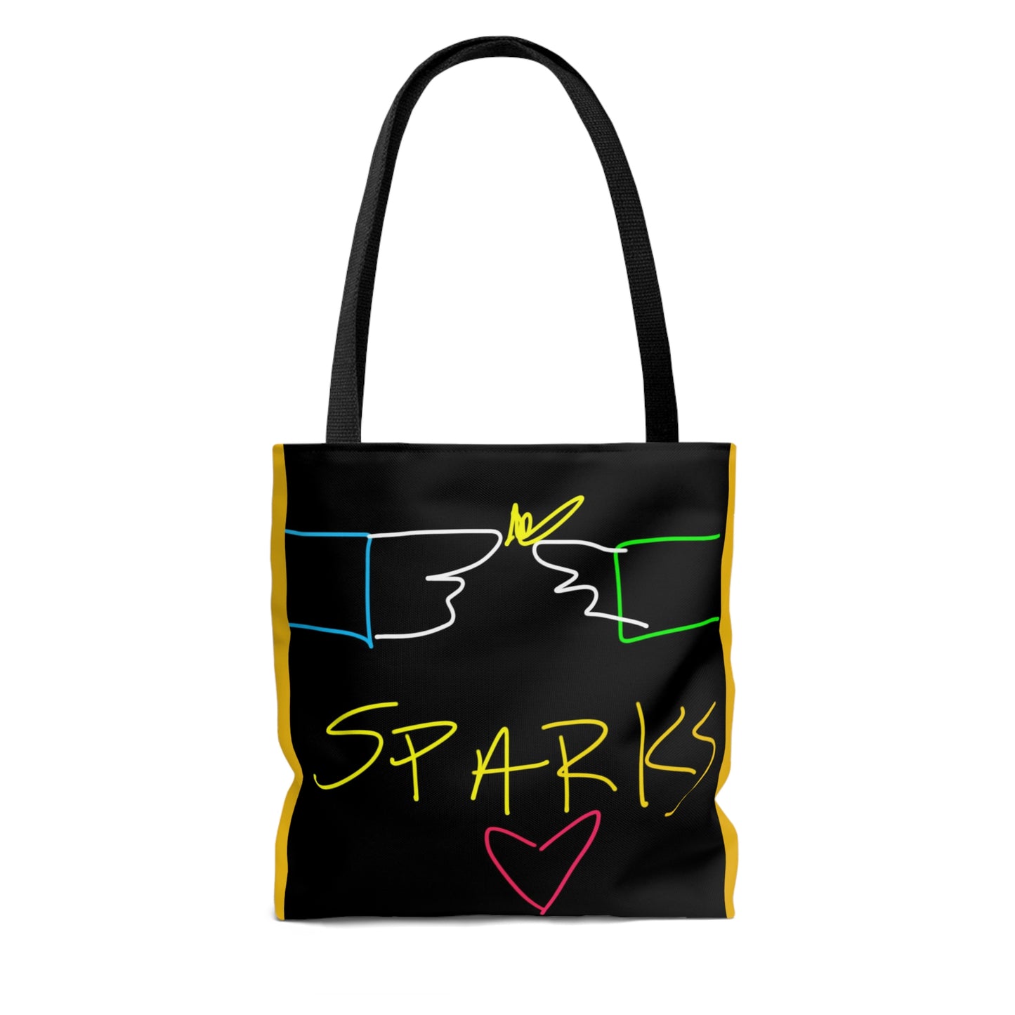 SPARKS- AOP Tote Bag- Black & Yellow