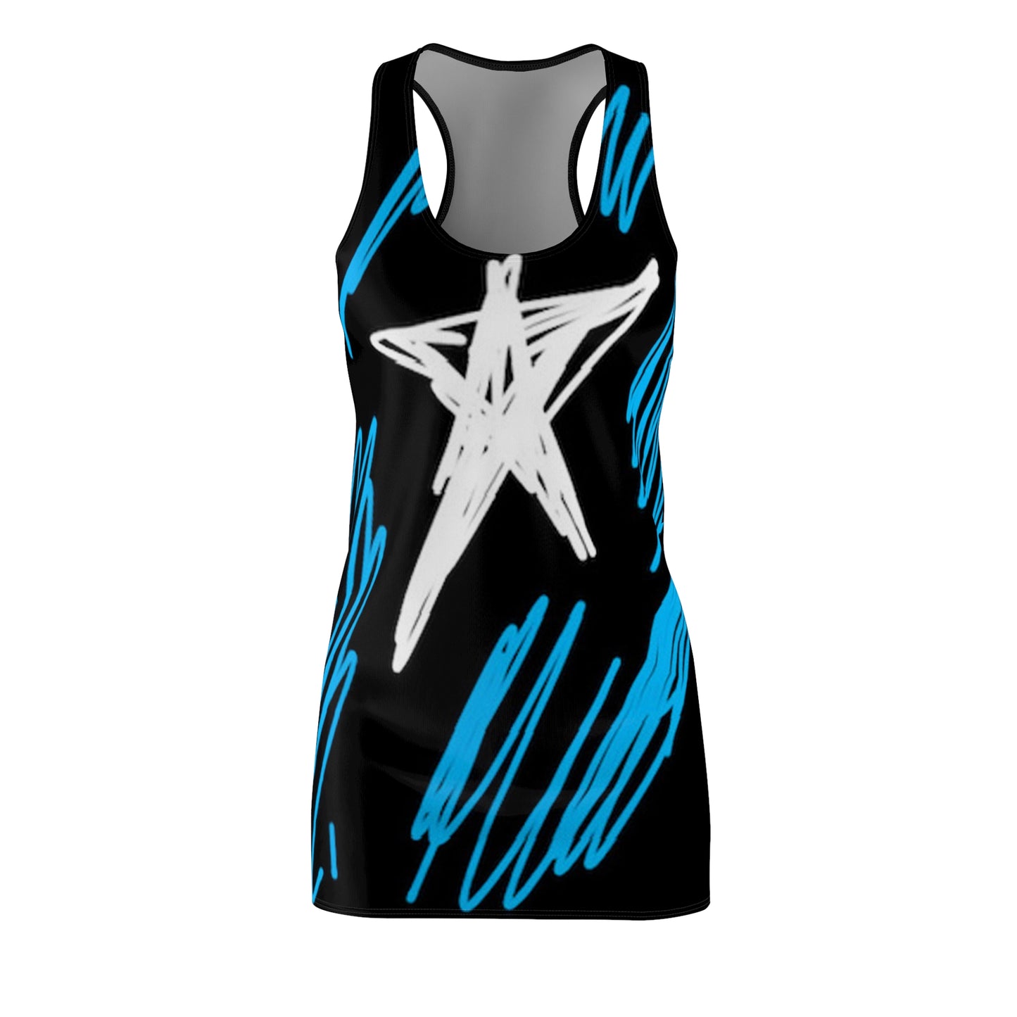 July 4th- Star Field- Women's Cut & Sew Racerback Dress (AOP)- Black