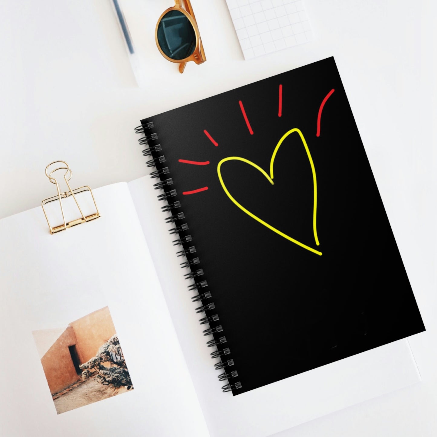 Gold Heart- Spiral Notebook - Ruled Line