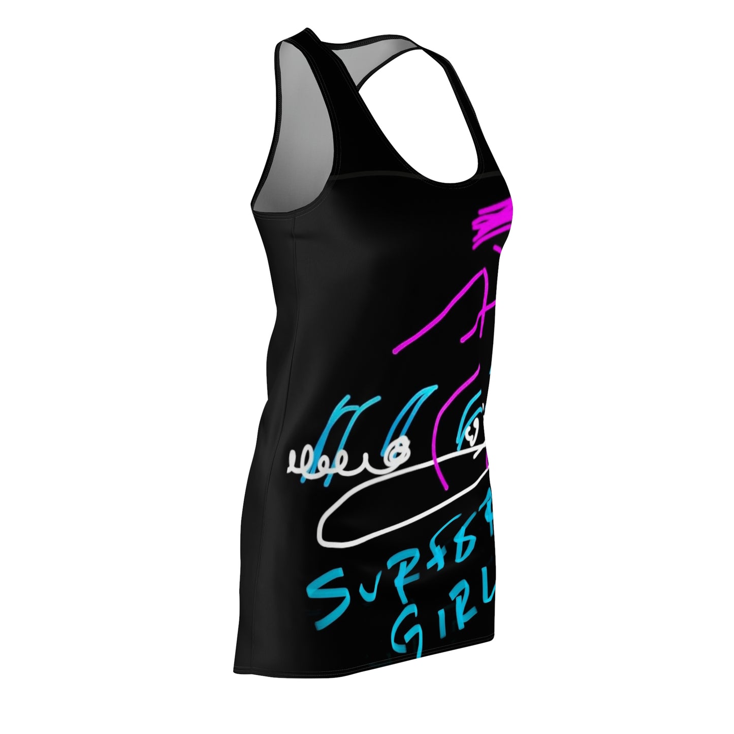 Surfer Girl- Women's Cut & Sew Racerback Dress- Black