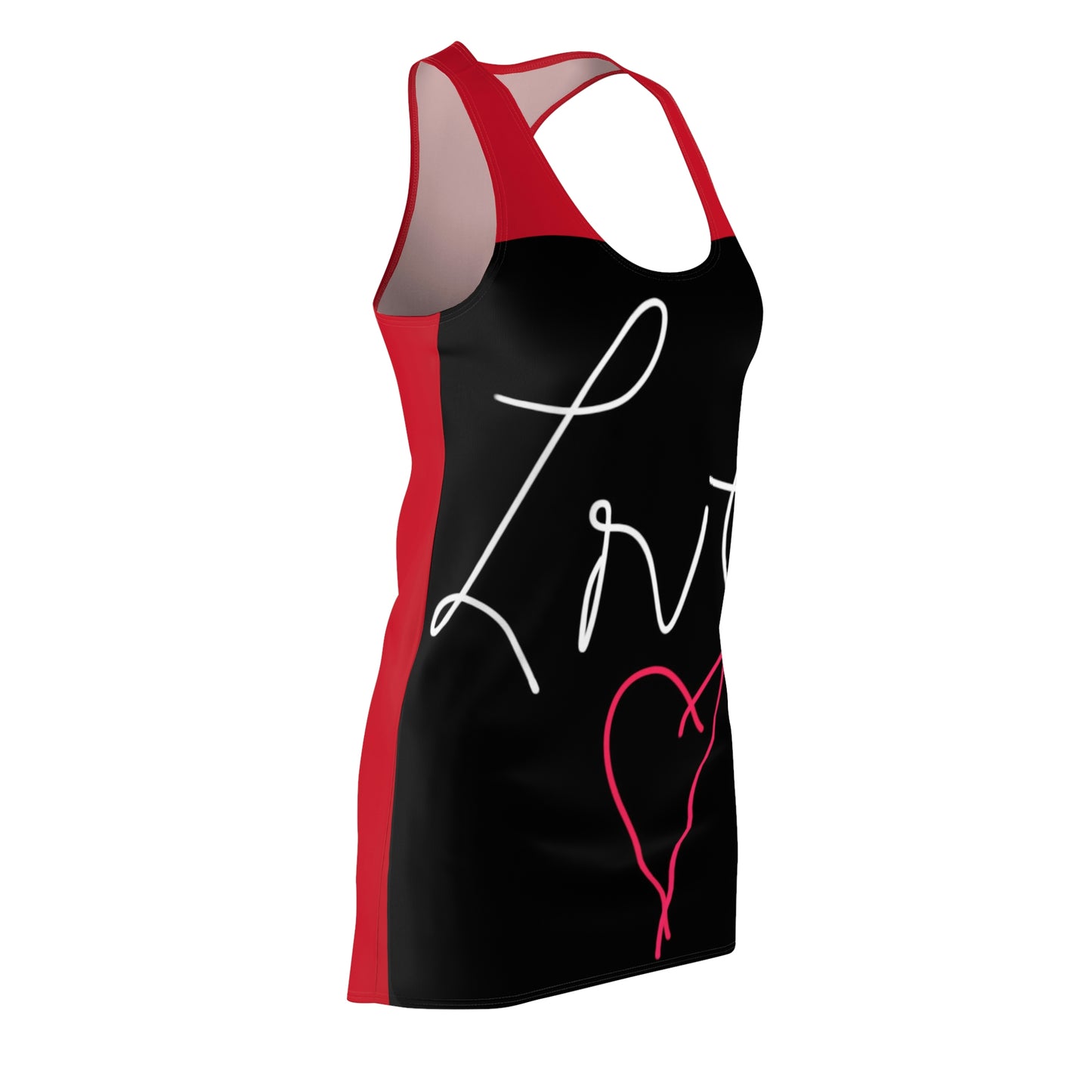 Love- Women's Cut & Sew Racerback Dress (AOP)- Black and Red