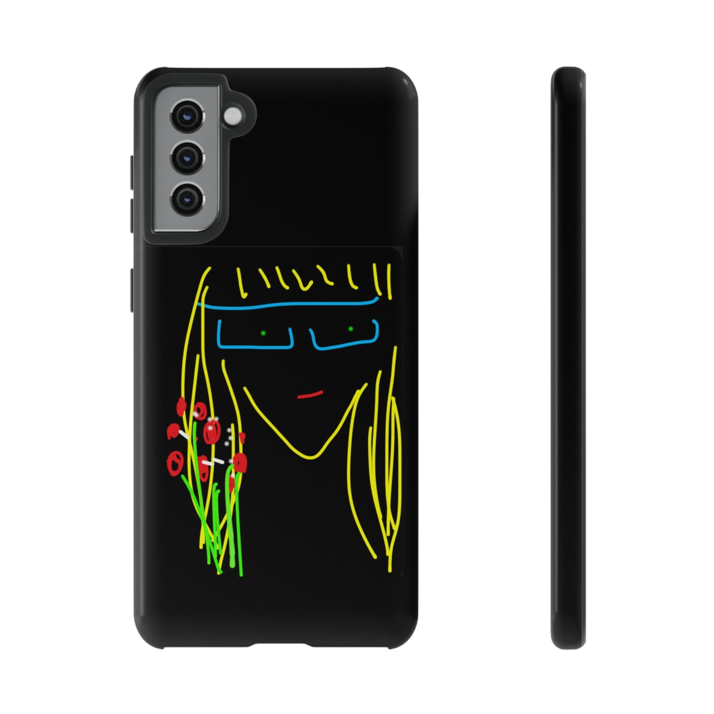 Blonde Babe with Red Flowers- Tough Cases- 41 Phone Styles