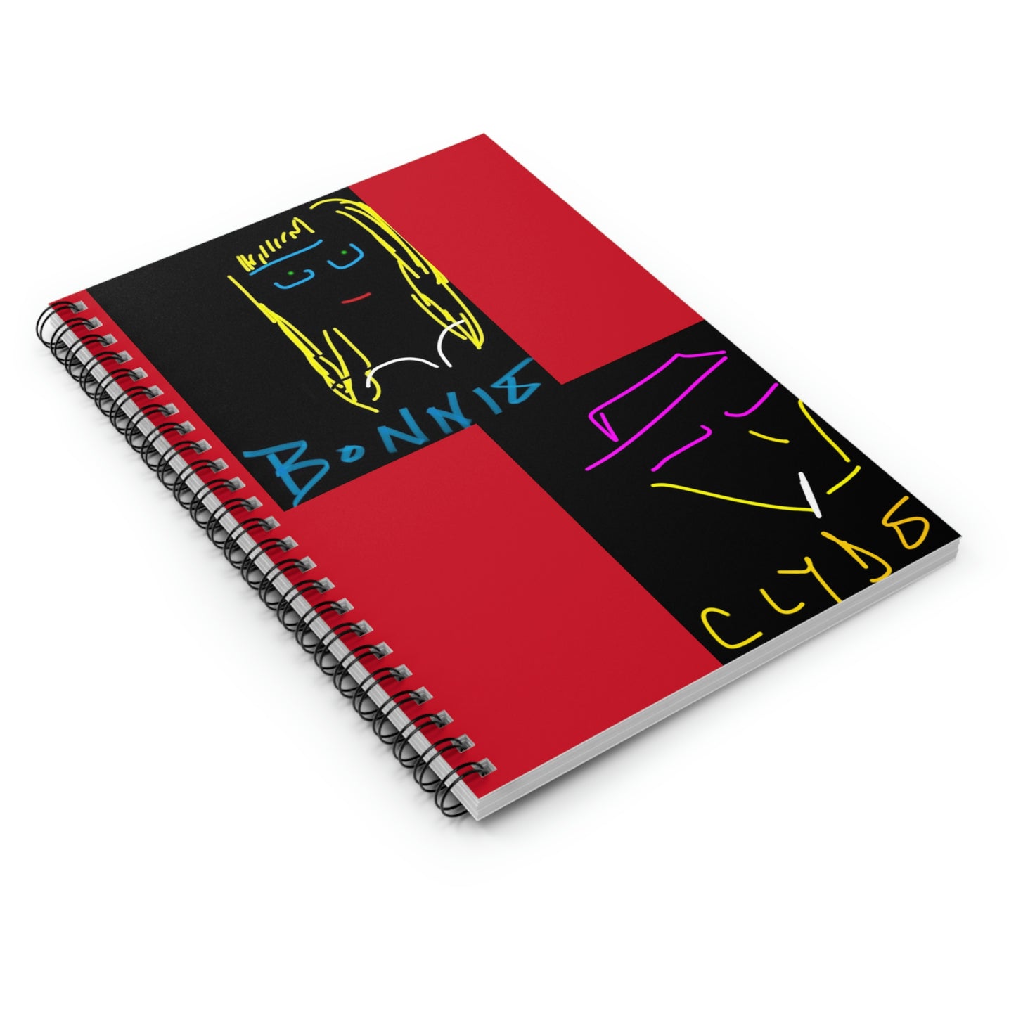 Bonnie and Clyde- Spiral Notebook - Ruled Line- Black & Red