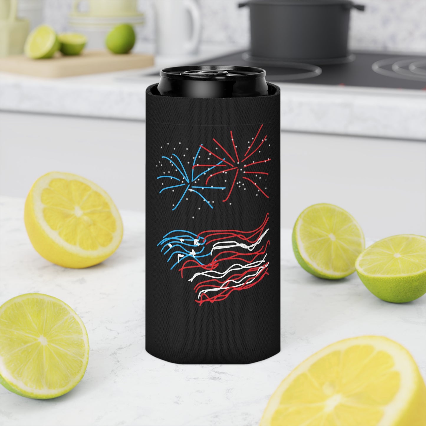 July 4th- Fireworks/x2- Can Cooler