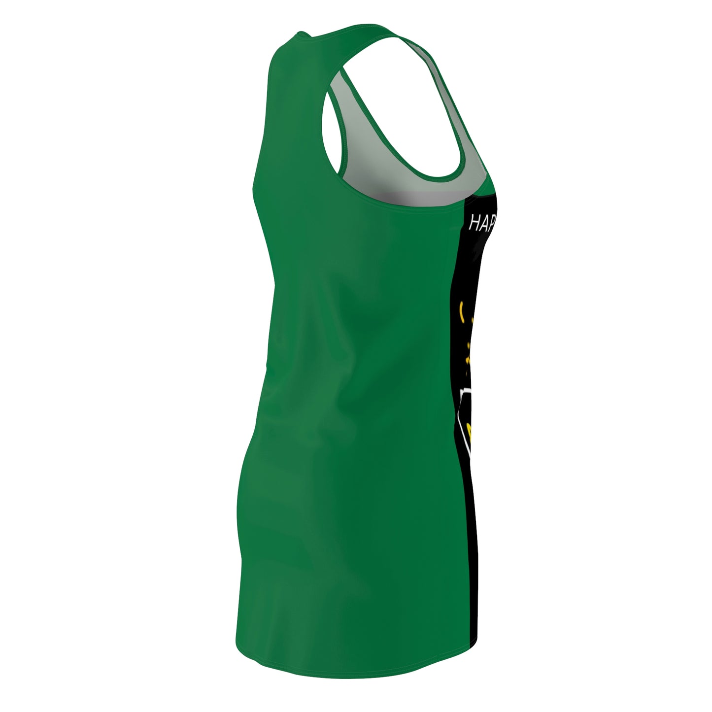 Champagne- Women's Cut & Sew Racerback Dress (AOP)- Black & Green