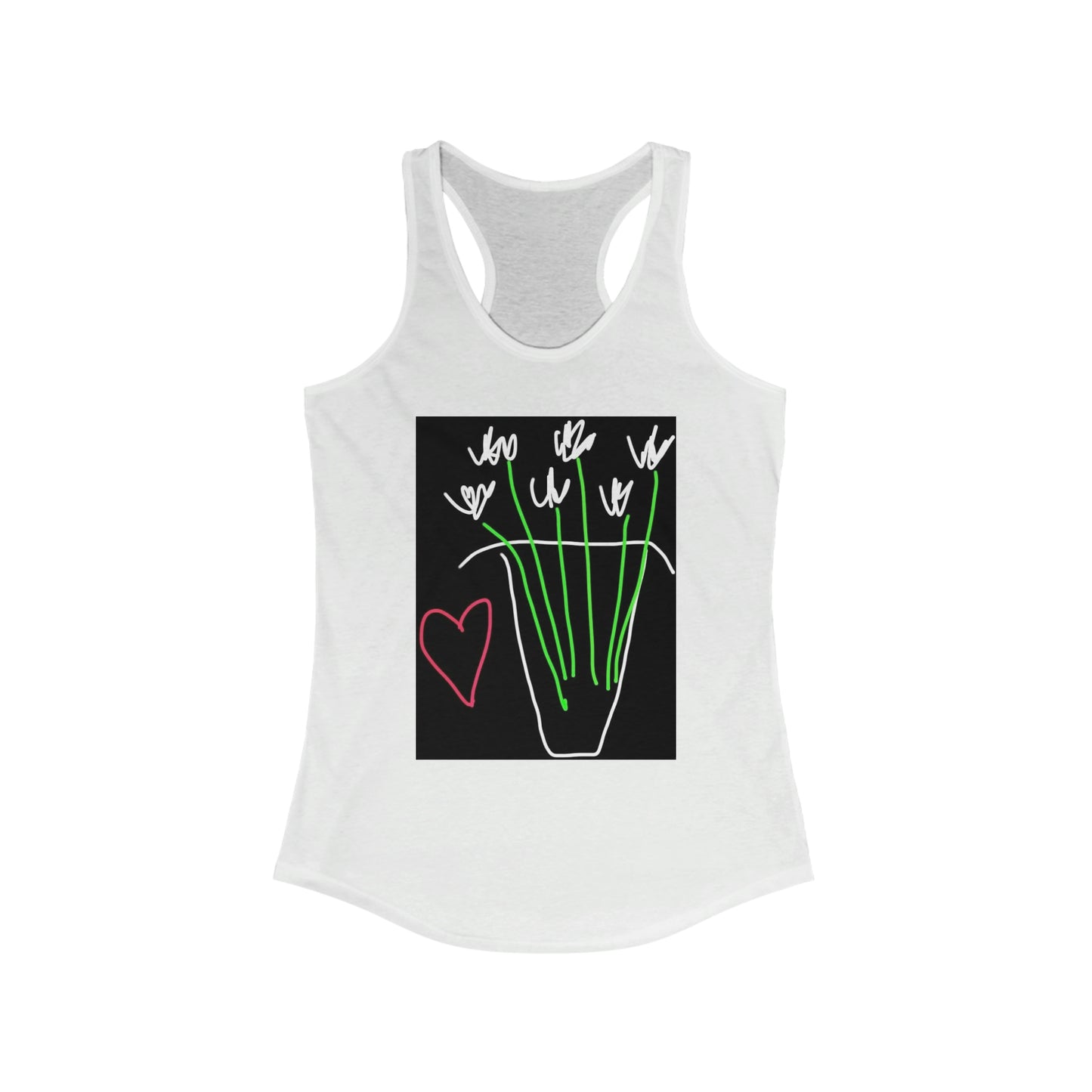 Vase, White Flowers- Women's Ideal Racerback Tank