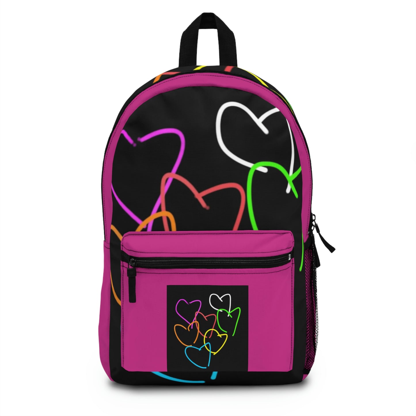 Colorful Hearts- Backpack- Black & Pink