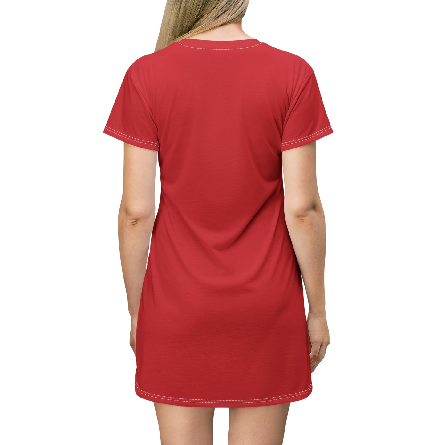 Love- T-Shirt Dress (AOP)- Black and Red