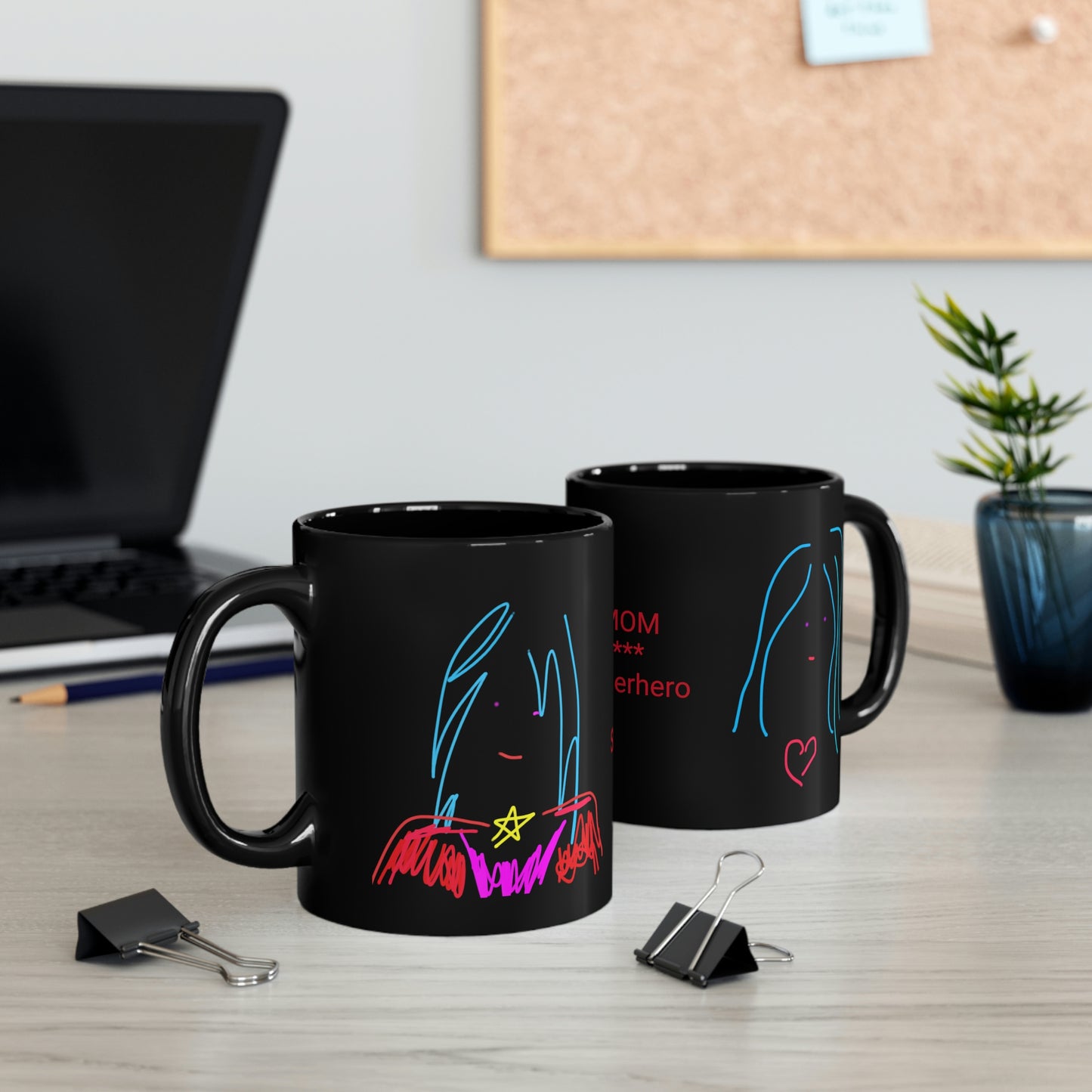 Superhero/Mom- 11oz Black Mug