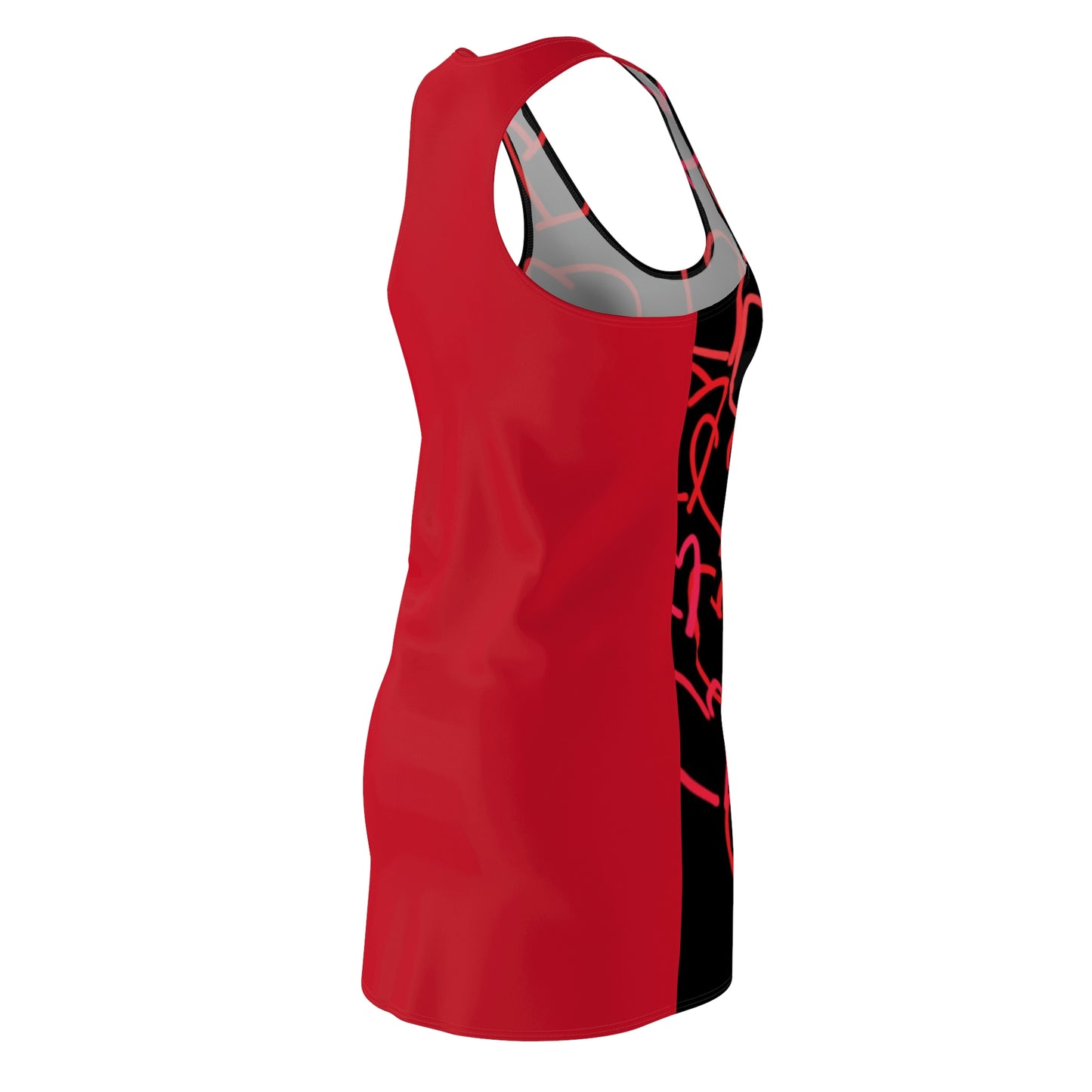 Million Hearts- Women's Cut & Sew Racerback Dress Black & Red