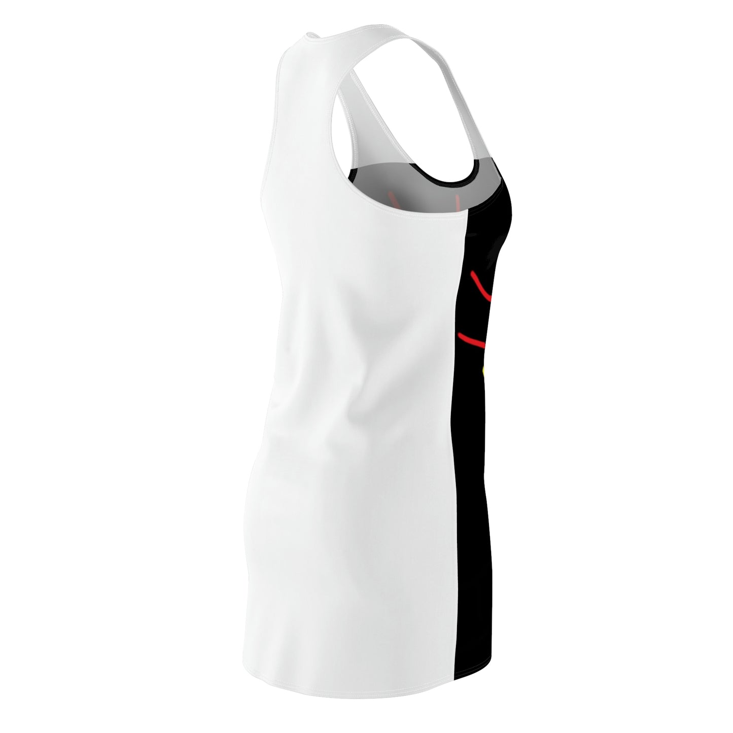 Gold Heart- Women's Cut & Sew Racerback Dress (AOP)- Black & White