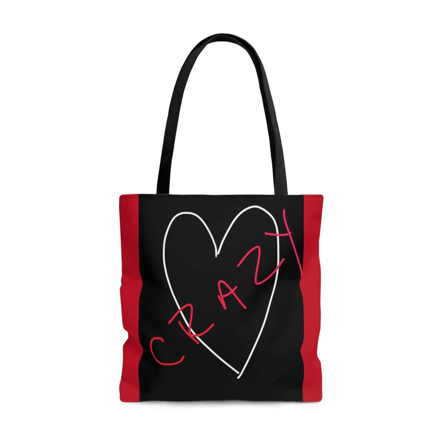 Crazy Heart- Tote Bag (AOP)- Black & Red