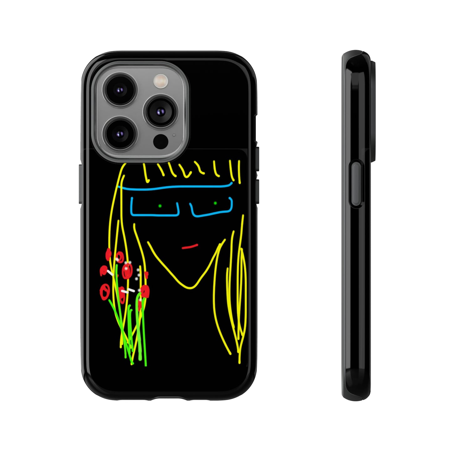 Blonde Babe with Red Flowers- Tough Cases- 41 Phone Styles