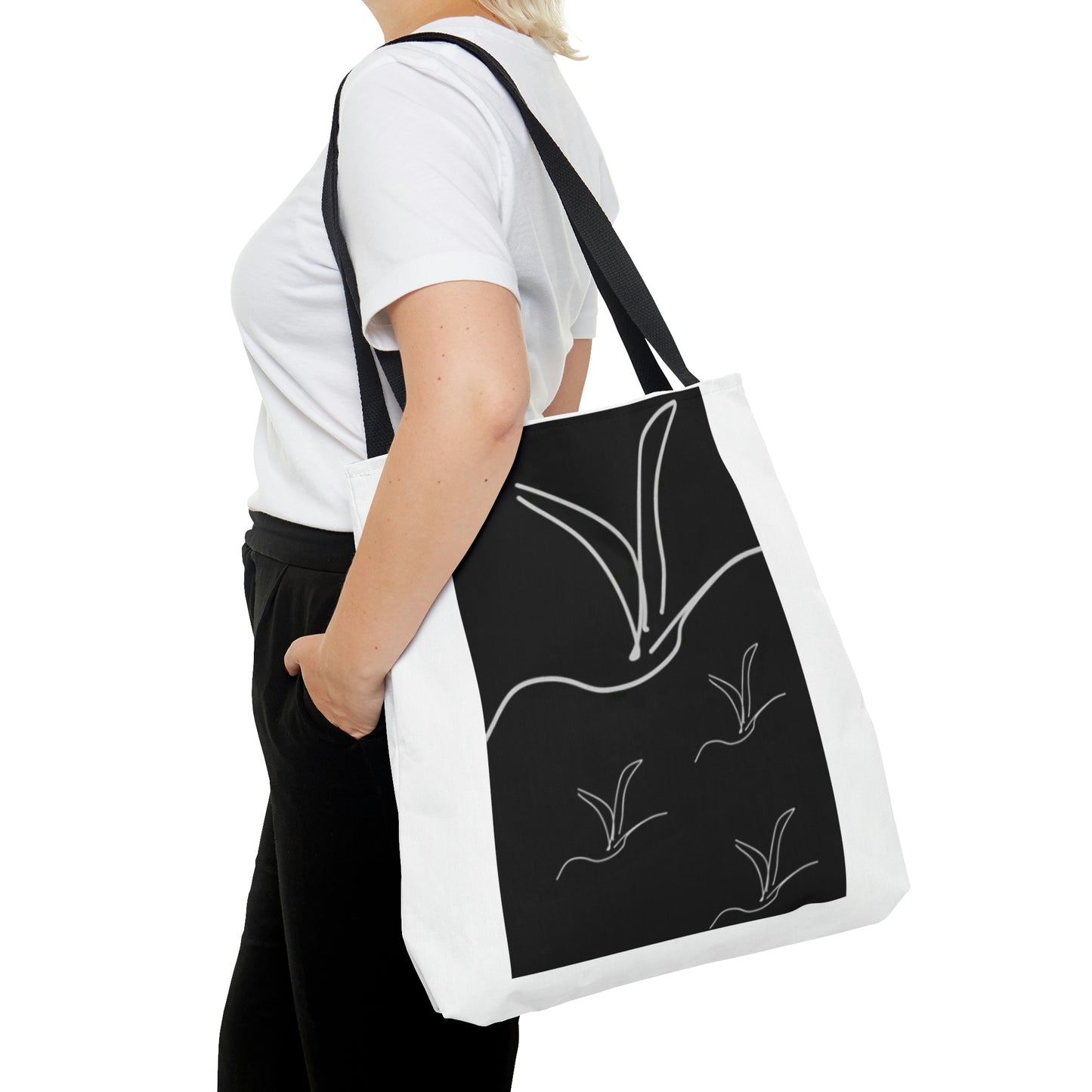 Origami/Flock- Tote Bag (AOP)- Black and White