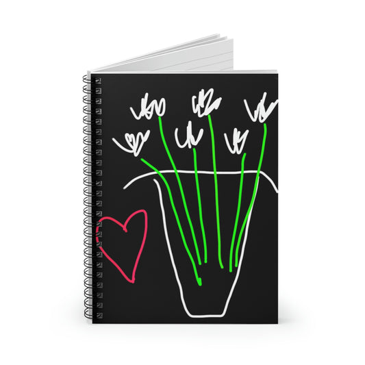 Vase, White Flowers- Spiral Notebook - Ruled Line