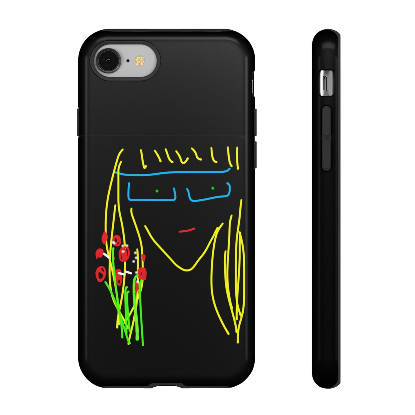 Blonde Babe with Red Flowers- Tough Cases- 41 Phone Styles