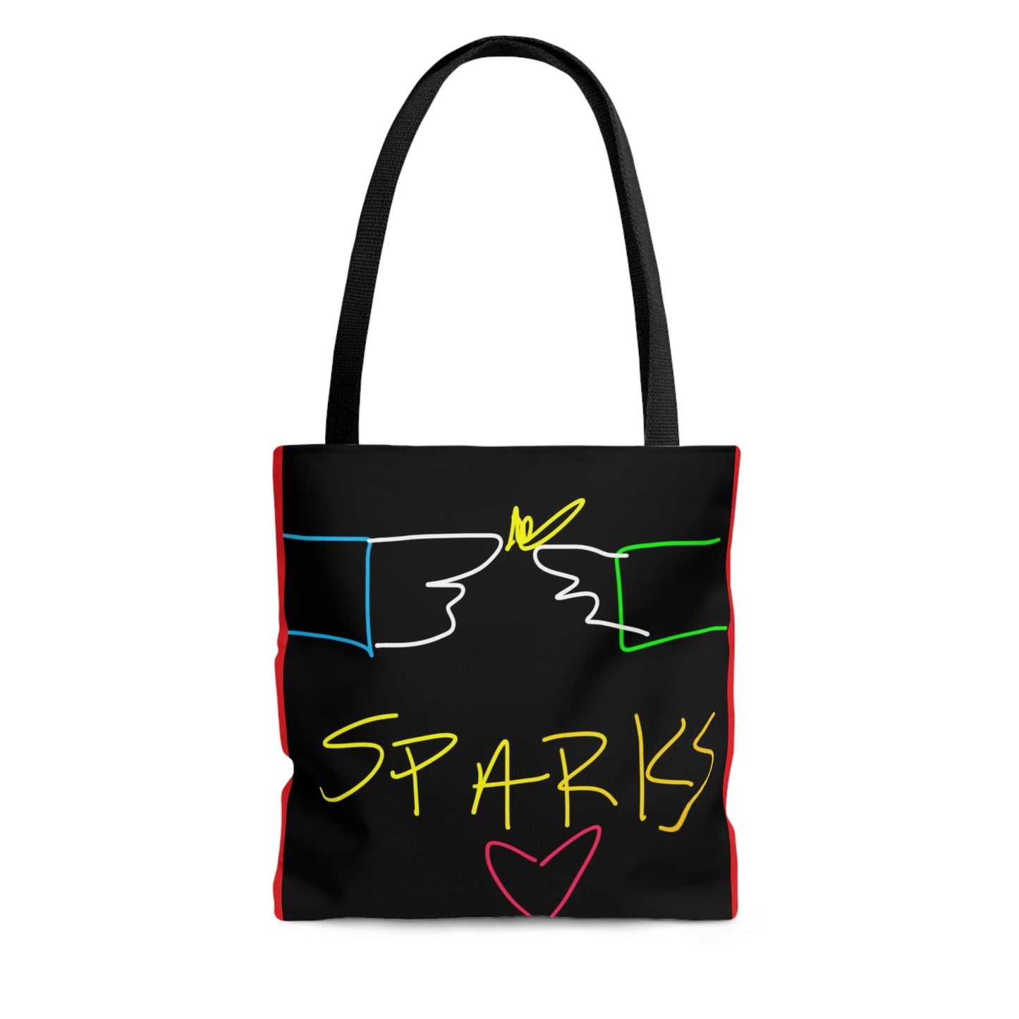 SPARKS- AOP Tote Bag- Black & Red