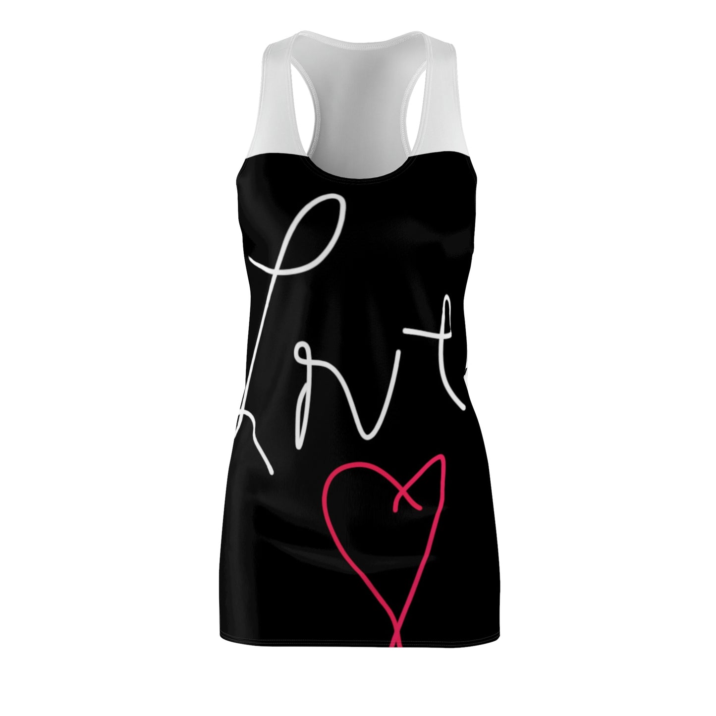 Love- Women's Cut & Sew Racerback Dress (AOP)- Black and White