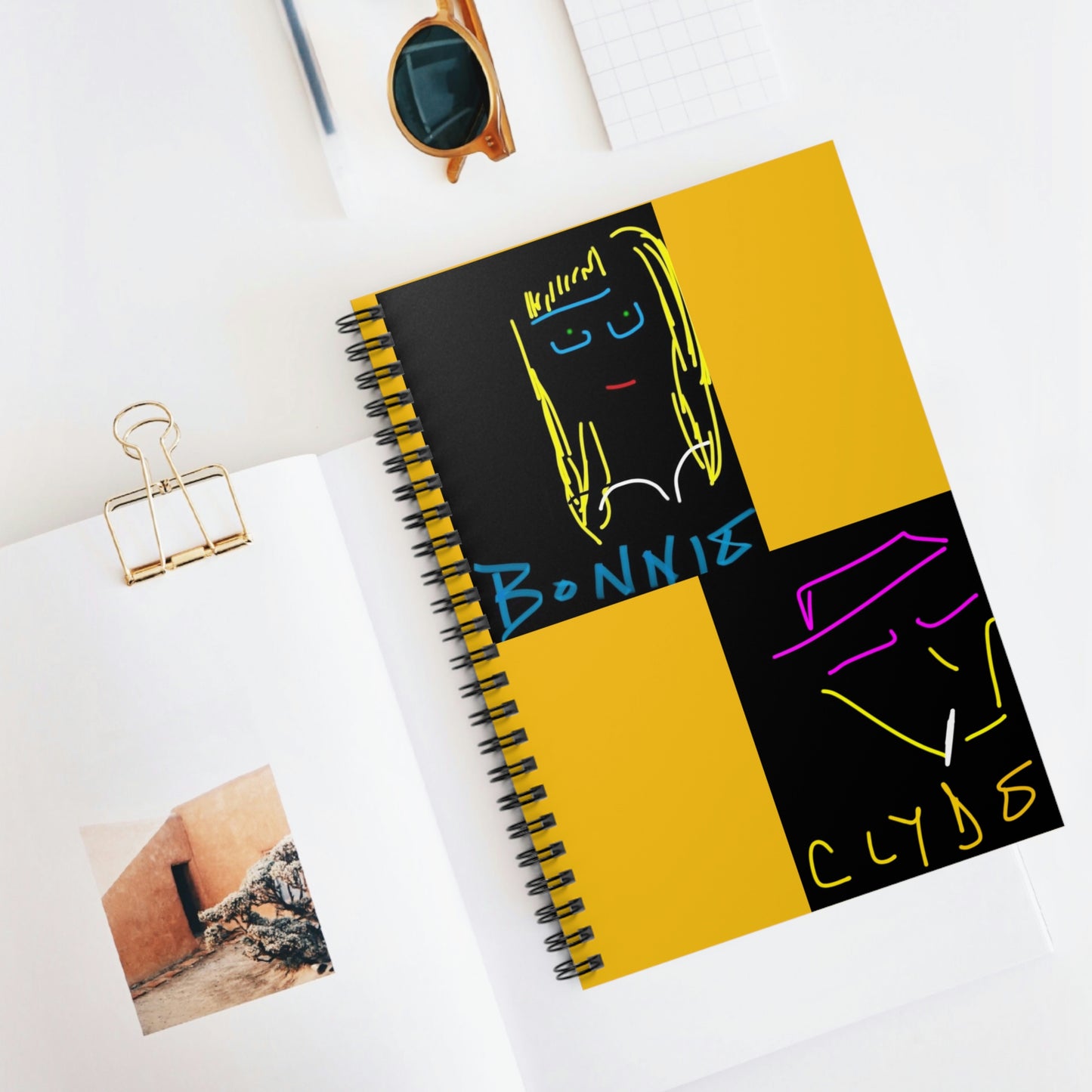 Bonnie and Clyde- Spiral Notebook - Ruled Line- Black & Yellow