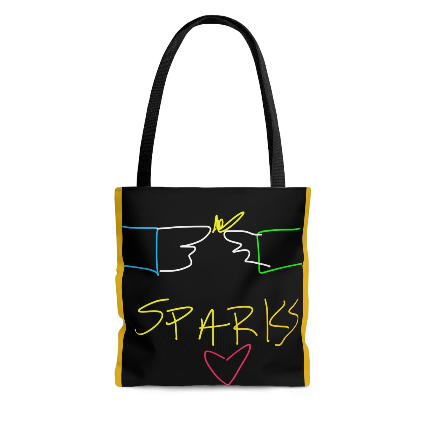 SPARKS- AOP Tote Bag- Black & Yellow