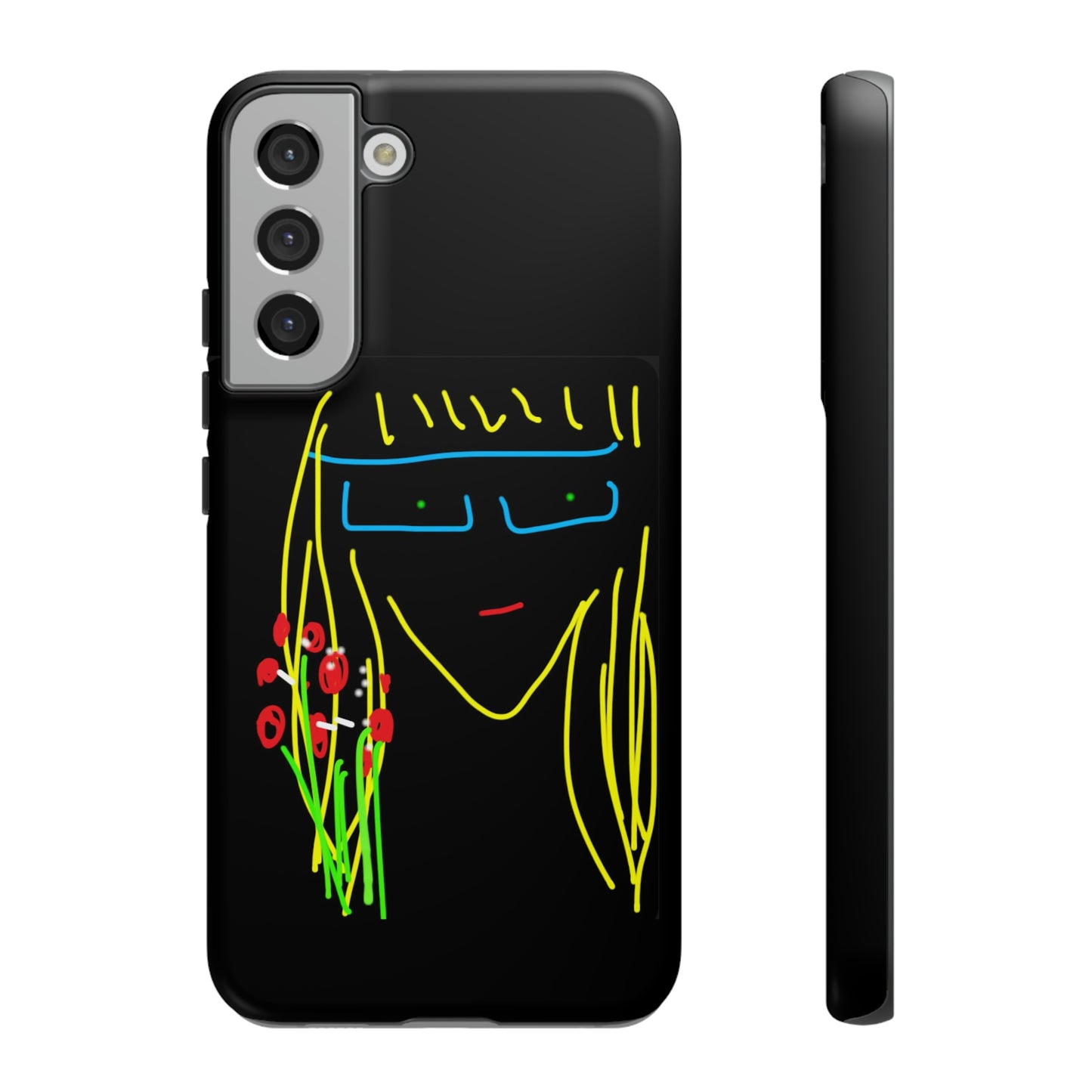 Blonde Babe with Red Flowers- Tough Cases- 41 Phone Styles