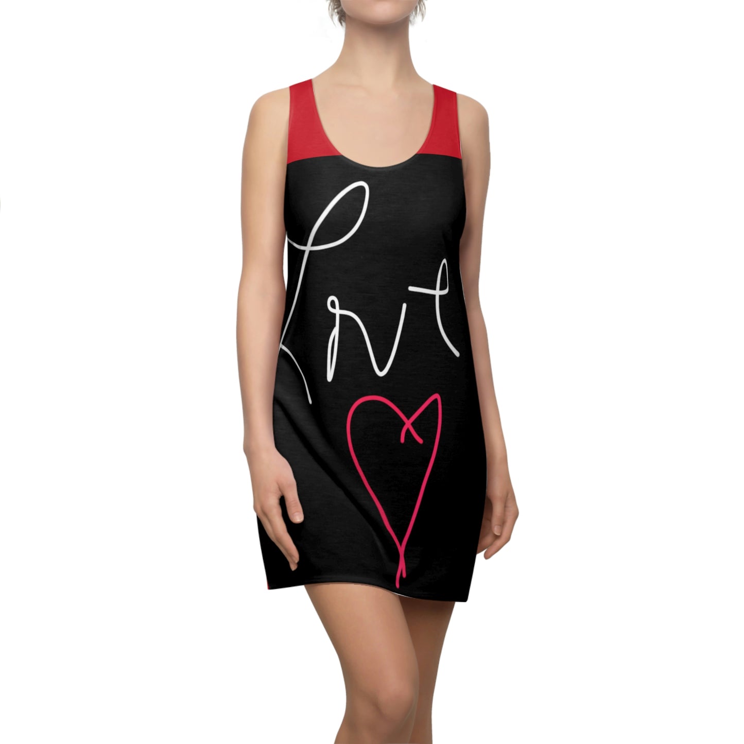 Love- Women's Cut & Sew Racerback Dress (AOP)- Black and Red