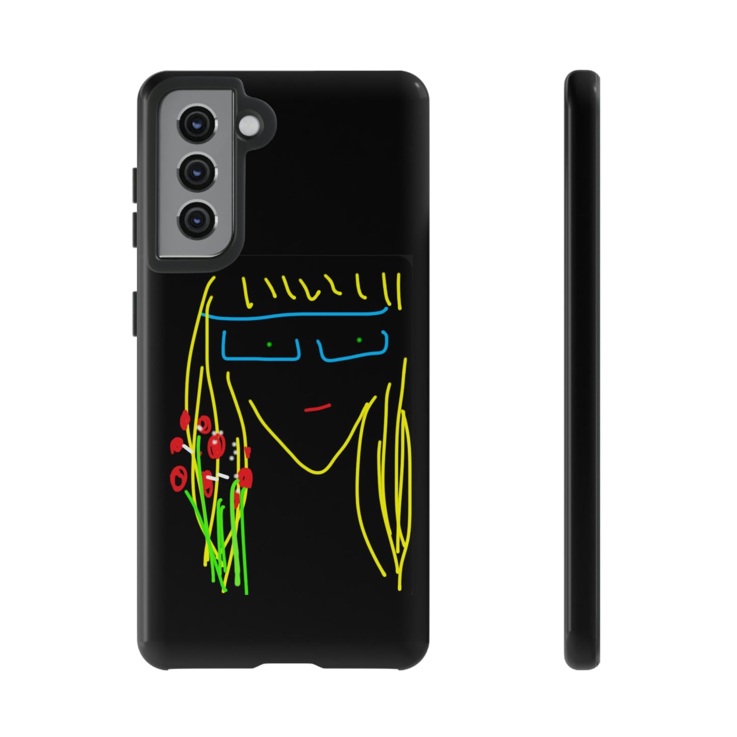 Blonde Babe with Red Flowers- Tough Cases- 41 Phone Styles