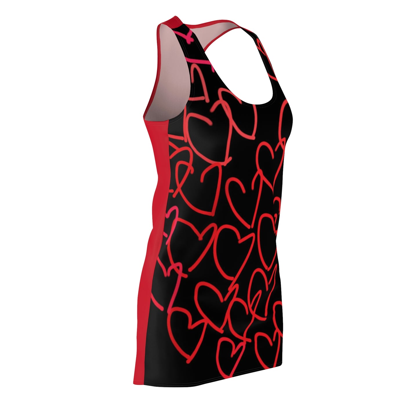 Million Hearts- Women's Cut & Sew Racerback Dress Black & Red