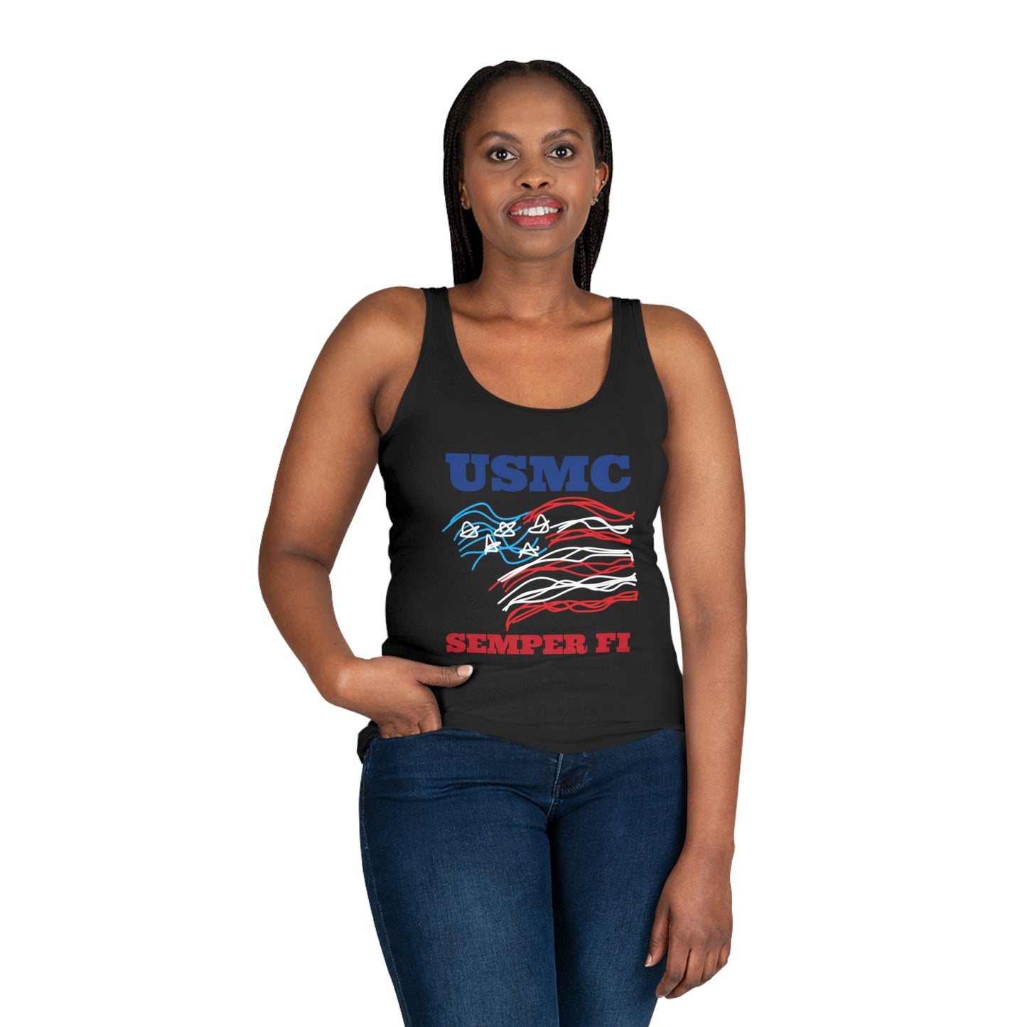 Military- Old Glory/USMC- Women's Tank Top