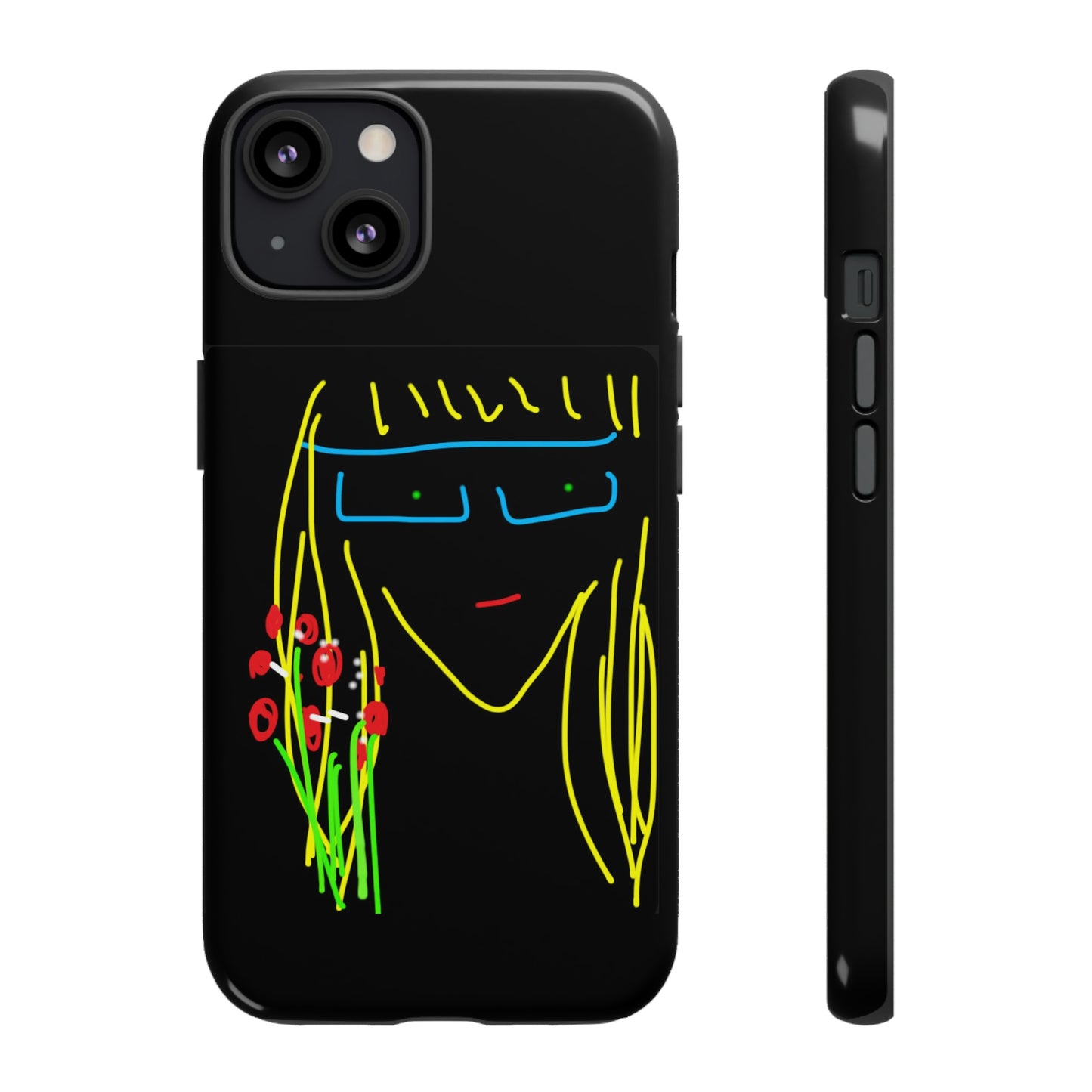 Blonde Babe with Red Flowers- Tough Cases- 41 Phone Styles