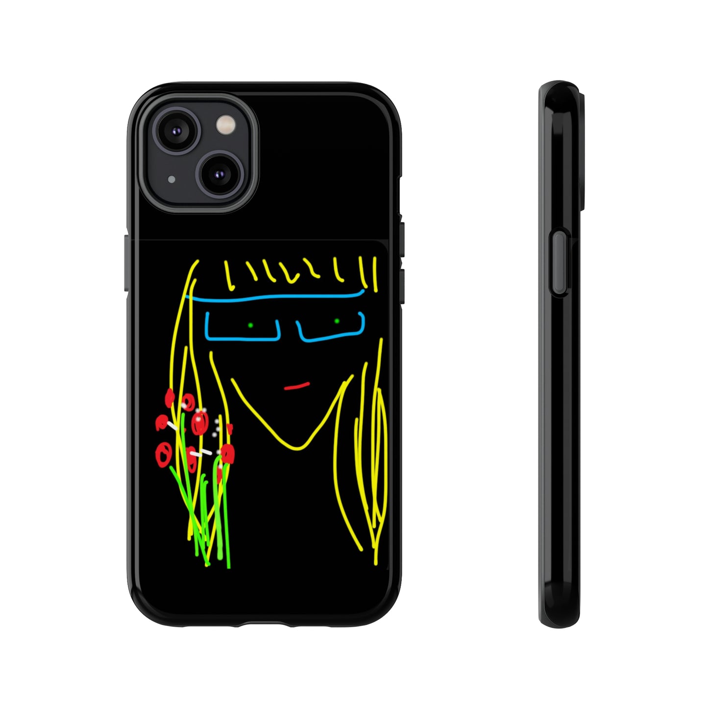 Blonde Babe with Red Flowers- Tough Cases- 41 Phone Styles