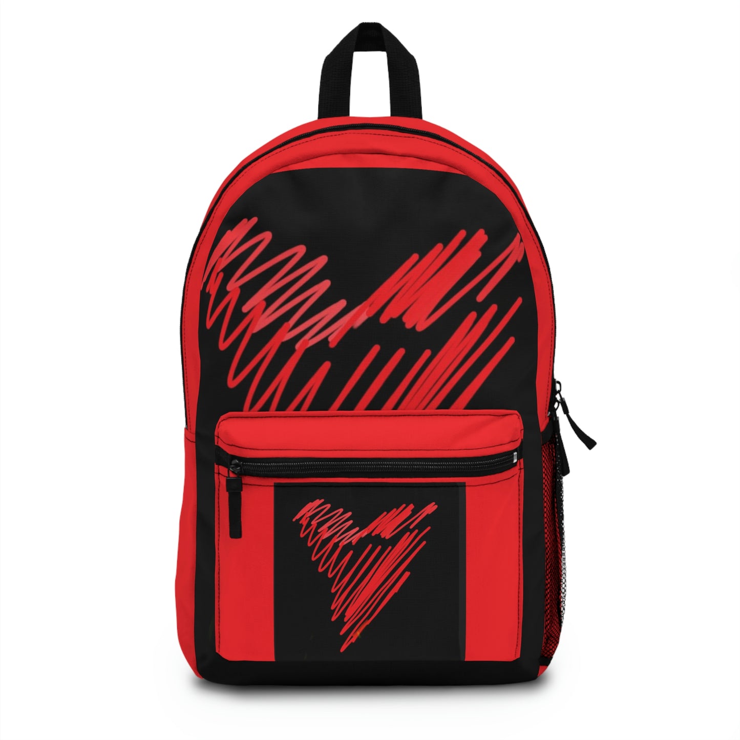 Scribble Heart- Backpack- Black & Red