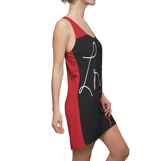 Love- Women's Cut & Sew Racerback Dress (AOP)- Black and Red