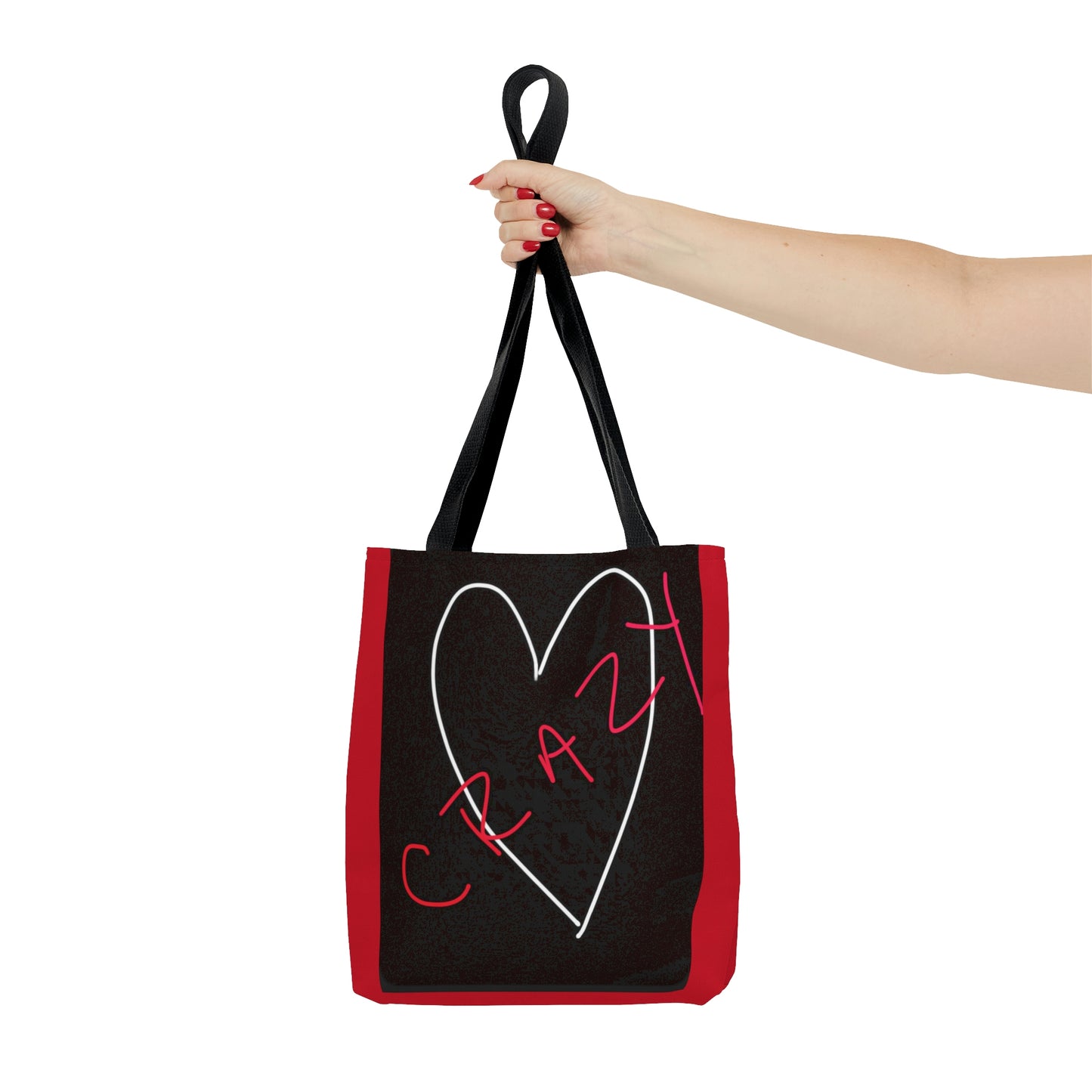 Crazy Heart- Tote Bag (AOP)- Black & Red