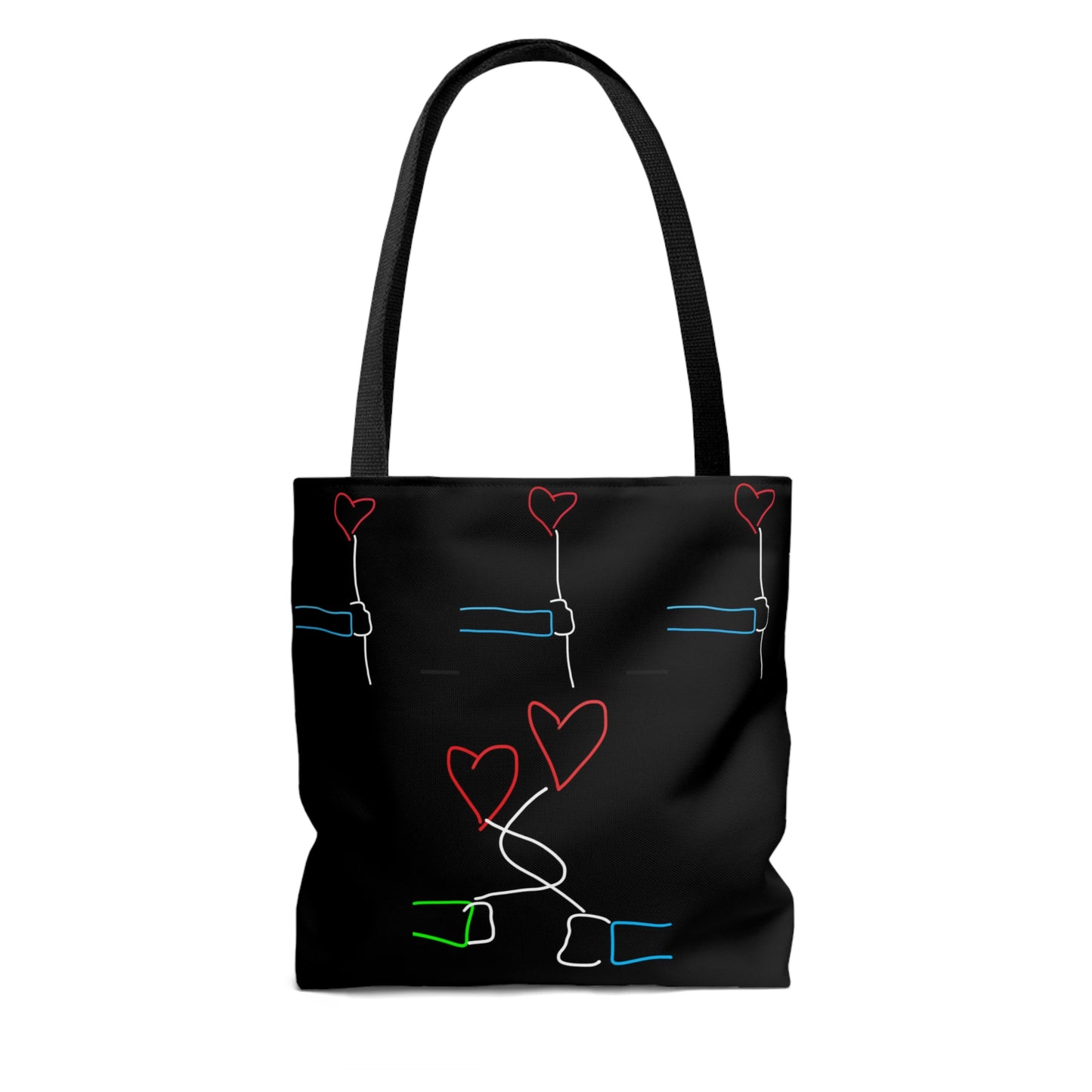 3 red Flowers, Heart Balloons- AOP Tote Bag