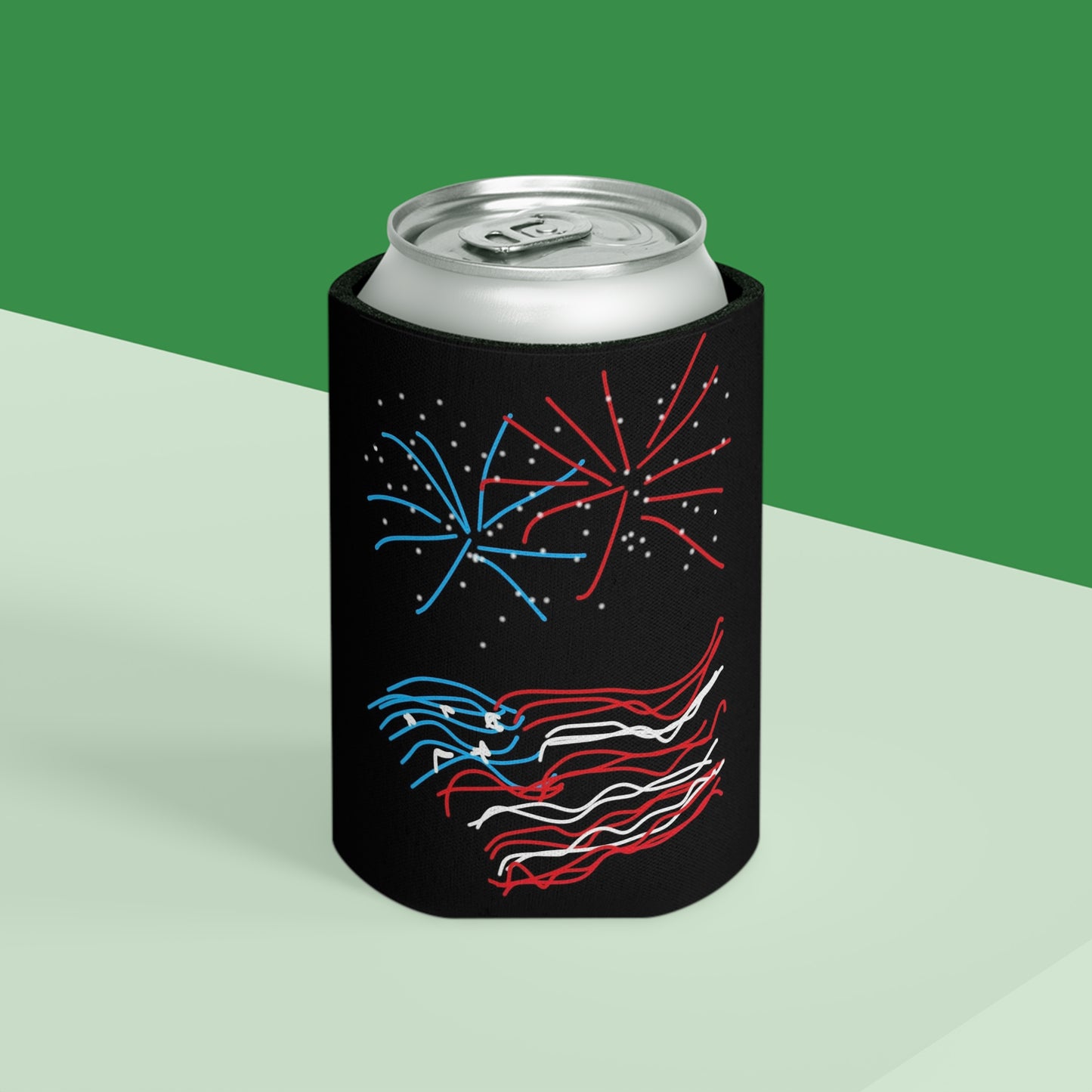 July 4th- Fireworks/x2- Can Cooler