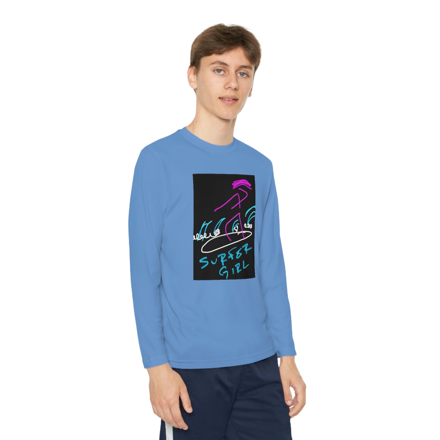 Surfer Girl- Youth Long Sleeve Competitor Tee- Blue