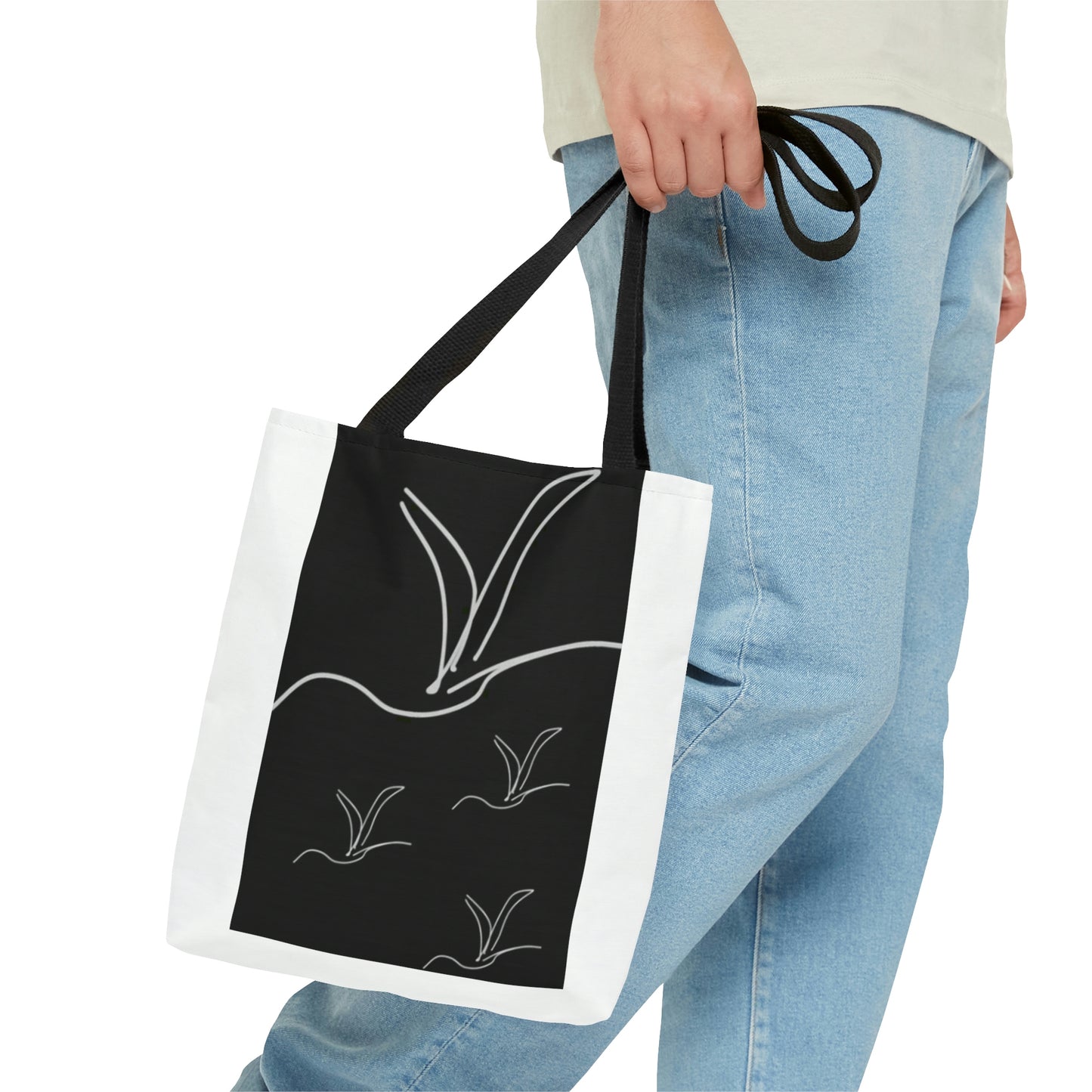 Origami/Flock- Tote Bag (AOP)- Black and White