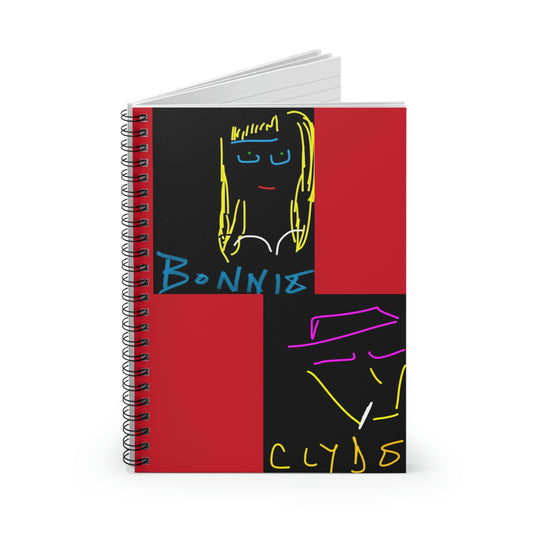 Bonnie and Clyde- Spiral Notebook - Ruled Line- Black & Red