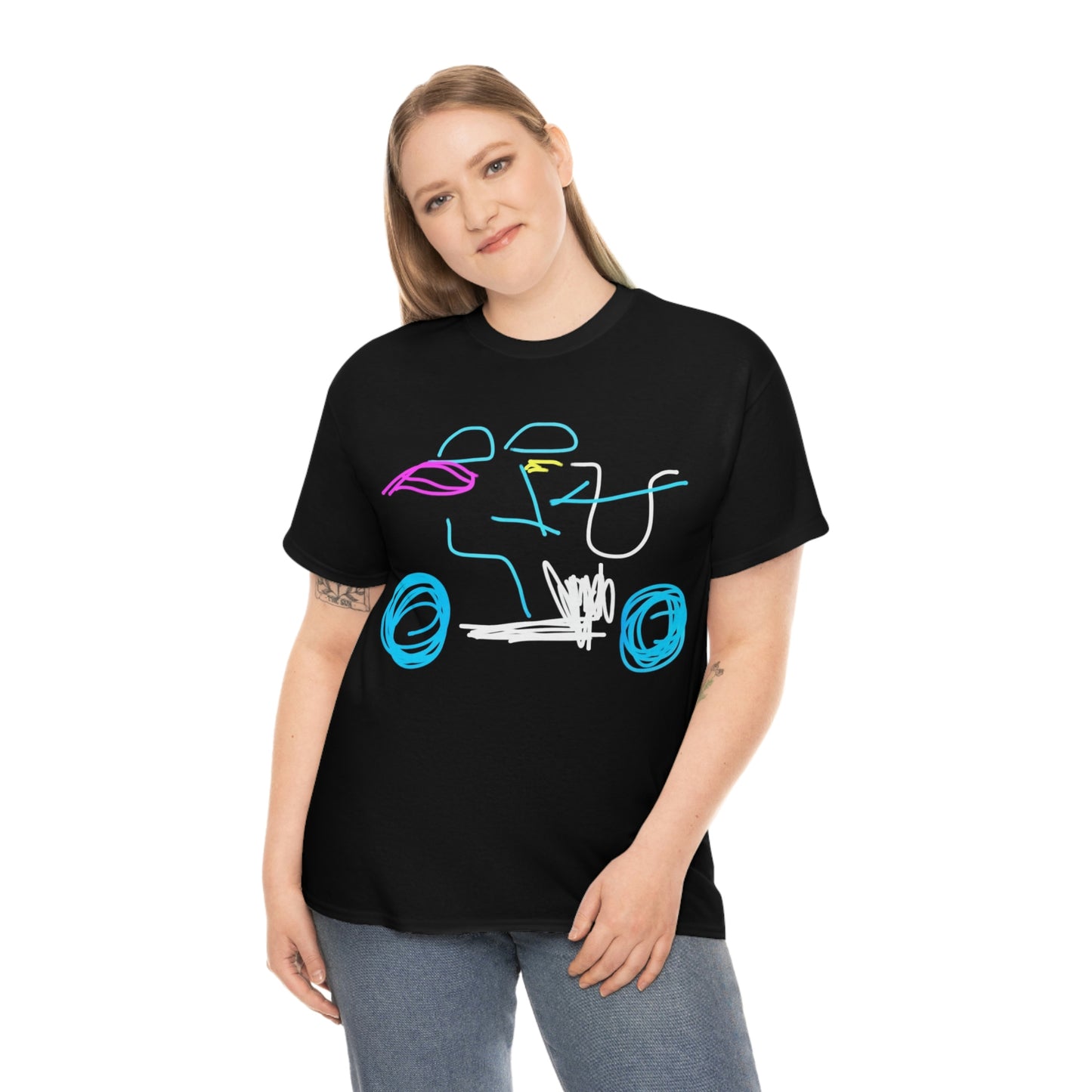 Brunette Biker Babe- Unisex Heavy Cotton Tee