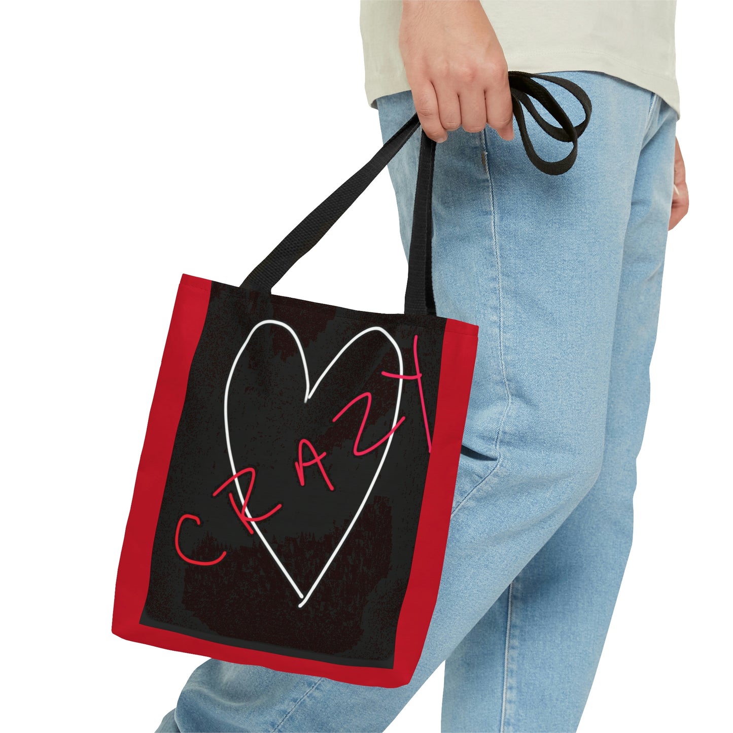 Crazy Heart- Tote Bag (AOP)- Black & Red