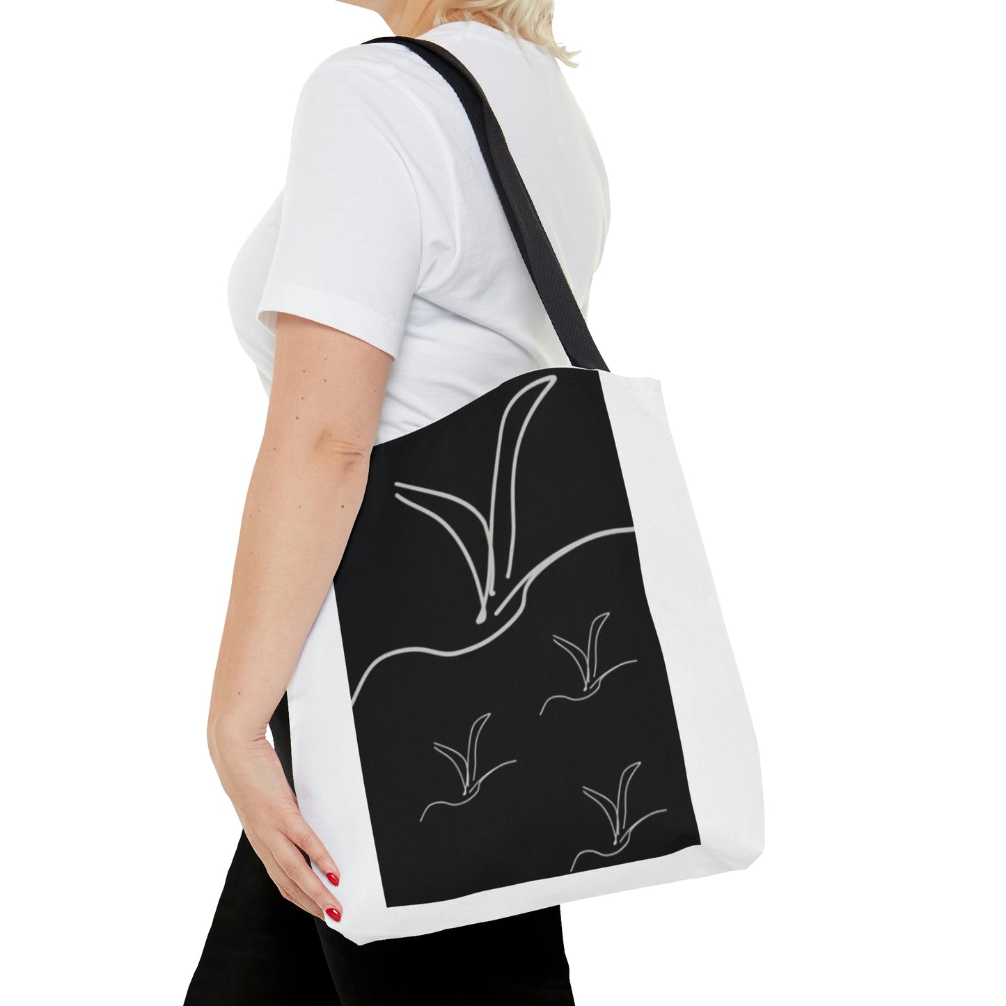 Origami/Flock- Tote Bag (AOP)- Black and White