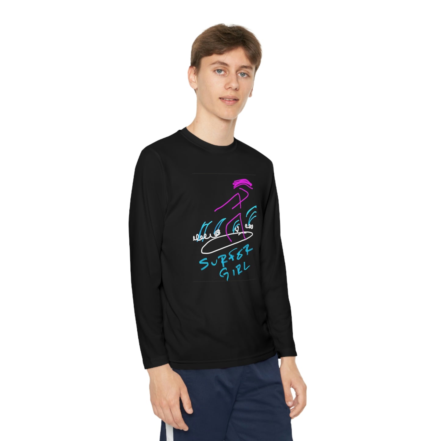 Surfer Girl- Youth Long Sleeve Competitor Tee- Black