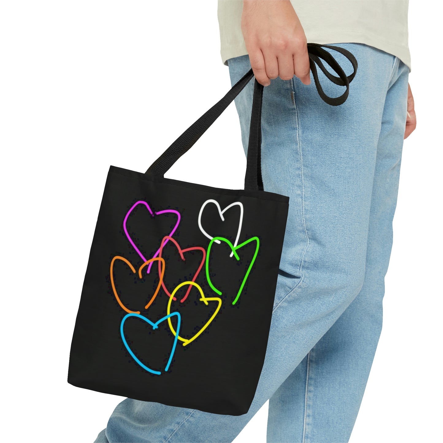 Colorful Hearts/Heart Bursting with Light- AOP Tote Bag