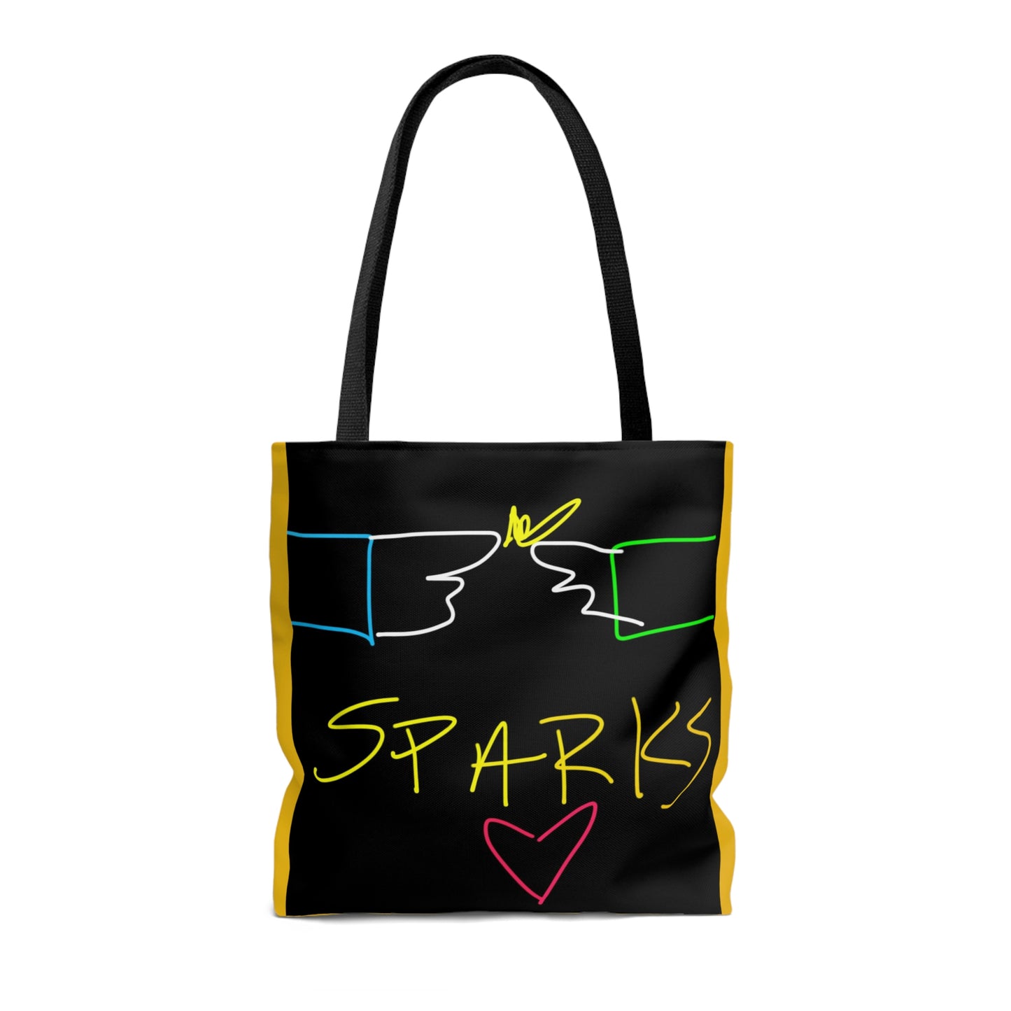 SPARKS- AOP Tote Bag- Black & Yellow